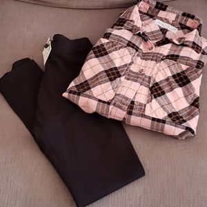 Zara Plaid Top & BNWT Leggings